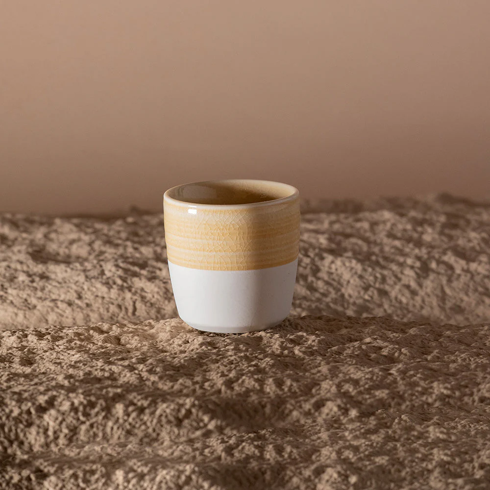 Loveramics Dale Harris Champions Signature Crackle Glaze Flat White Cup (150ml) - Yellow - Image 2